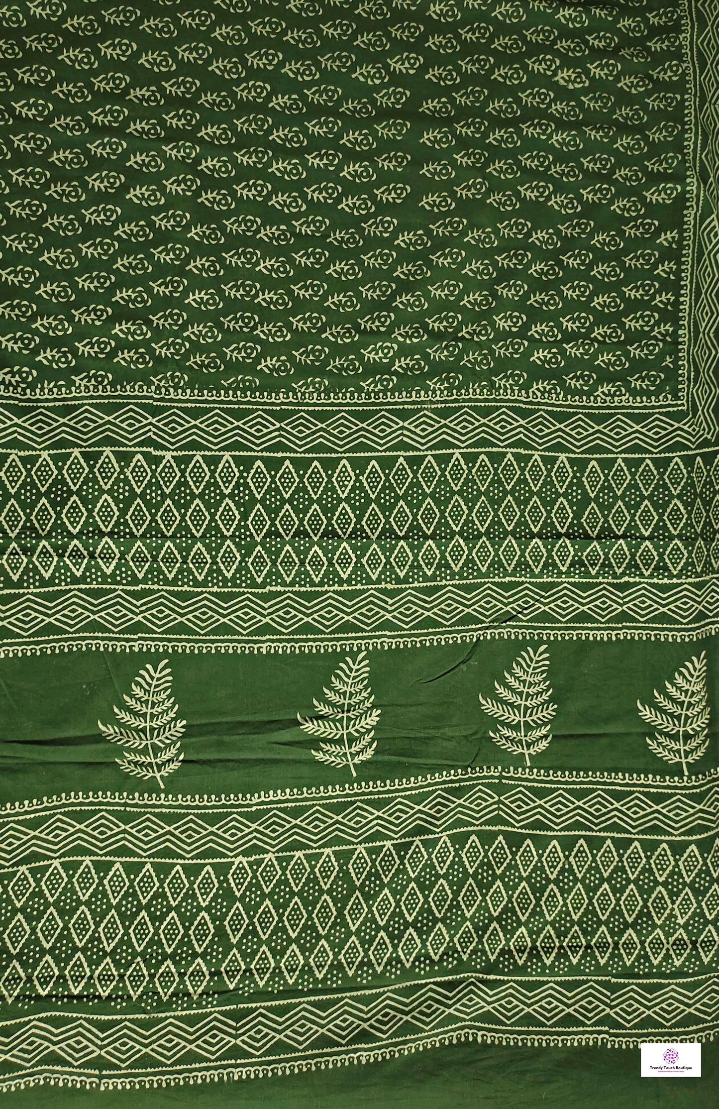 handblockprint green mulcotton saree best summer fabric office and casual saree styling best price with blouse piece