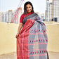 handpainted designer grey red begumpuri cotton handloom saree for formal and casual events and office meetings wedding and marriage function best price with blouse piece