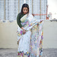 kantha stitch designer blended bangalore silk saree in offwhite and multicolored thread work in intricate floral design with blouse piece and lightweight, soft, breathable for weddings, anniversary, special function, office events with blouse piece best price