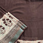  best summer handwoven handloom fabric handblock print organic slub linen saree brown color floral pattern at best price online with blouse piece for office wear or everyday styling!