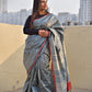 grey red handloom silk cotton office wear formal wear sarees check pattern with blouse piece contrast best price online 