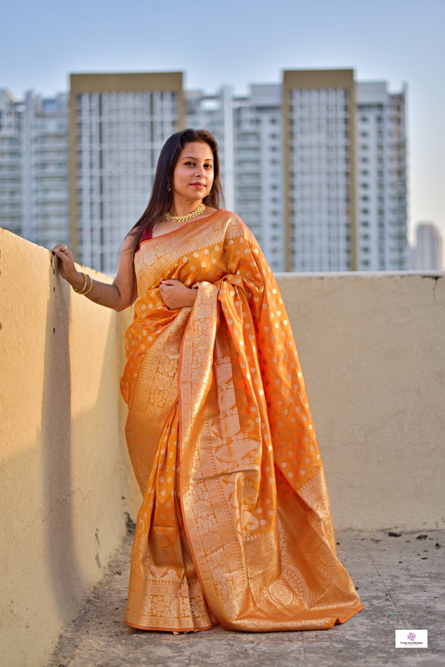 SWARNO - BANARASI SILK SAREE - OCHRE YELLOW