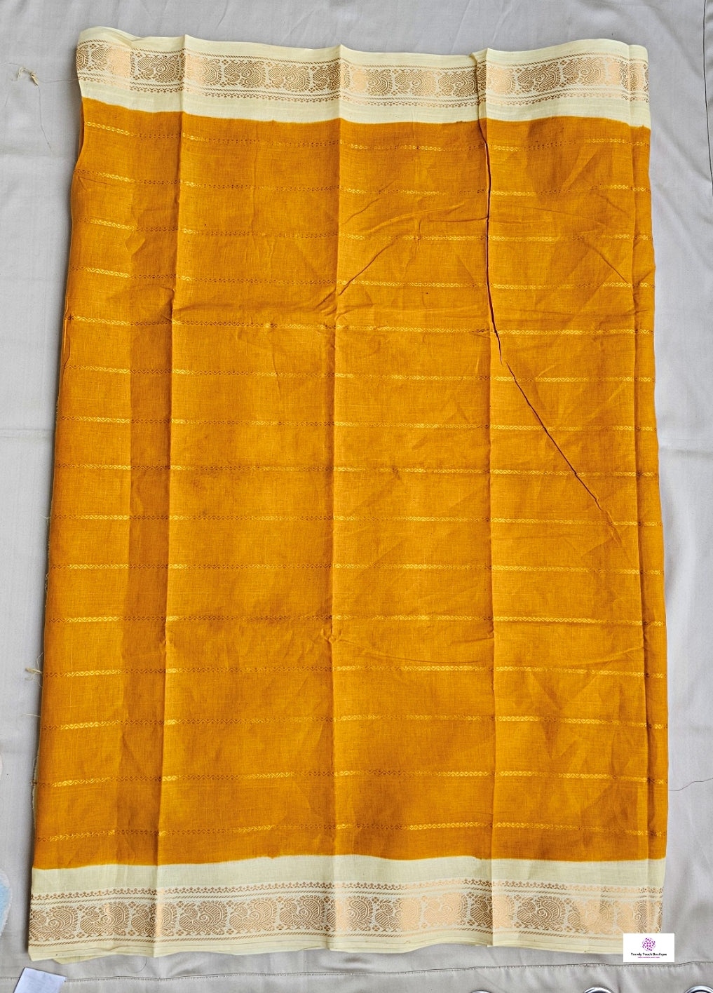 TURMERIC - MADURAI SUNGUDI COTTON SAREE (YELLOW & CREAM)