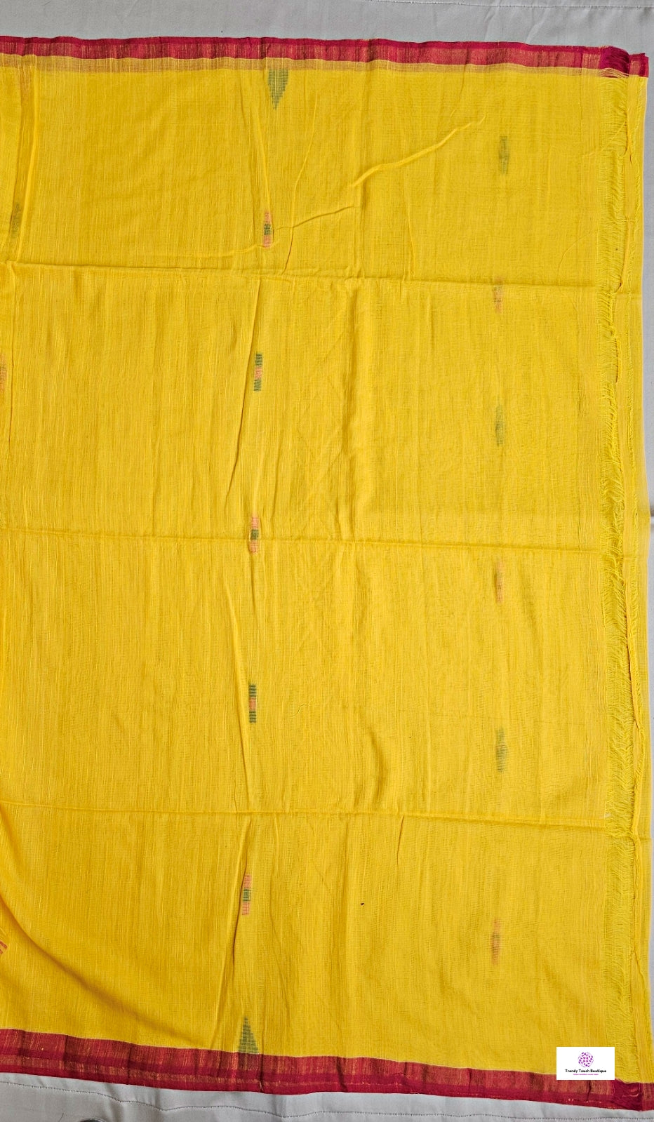 BASANT (PINK TASSELS) BENGAL COTTON HANDLOOM SAREE (YELLOW)