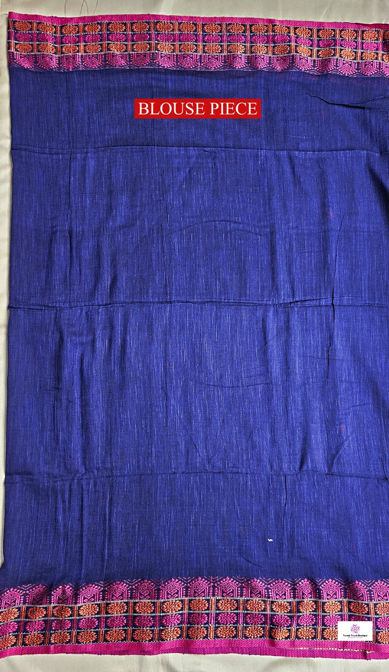 NEEL KUTIR - BENGAL COTTON HANDLOOM SAREE (BLUE)