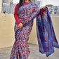 handblock print best summer fabric mulcotton saree office wear and lightweight summer sarees best price red and blue for teachers and corporate women