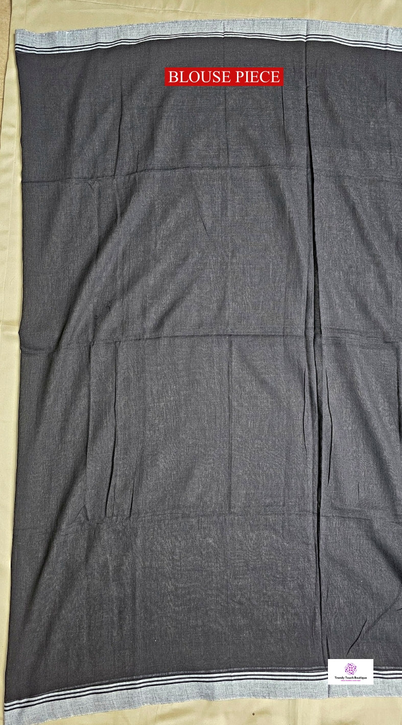 BLACK ROSE - MULCOTTON JAMDANI HANDLOOM SAREE (BLACK)