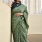 handblockprint green mulcotton saree best summer fabric office and casual saree styling best price with blouse piece