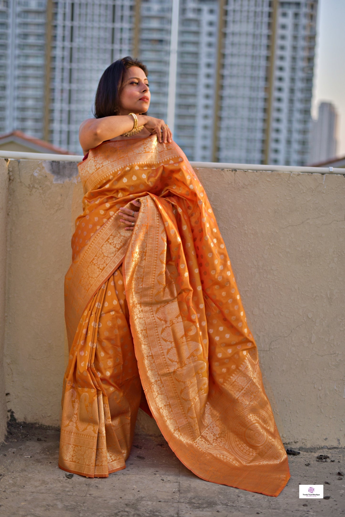 SWARNO - BANARASI SILK SAREE - OCHRE YELLOW