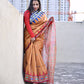 Yellow red blue semi tussar silks saree in ikkat digital print saree for regular wear and casual function office for women with blouse piece and best price