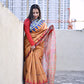 Yellow red blue semi tussar silks saree in ikkat digital print saree for regular wear and casual function office for women with blouse piece and best price