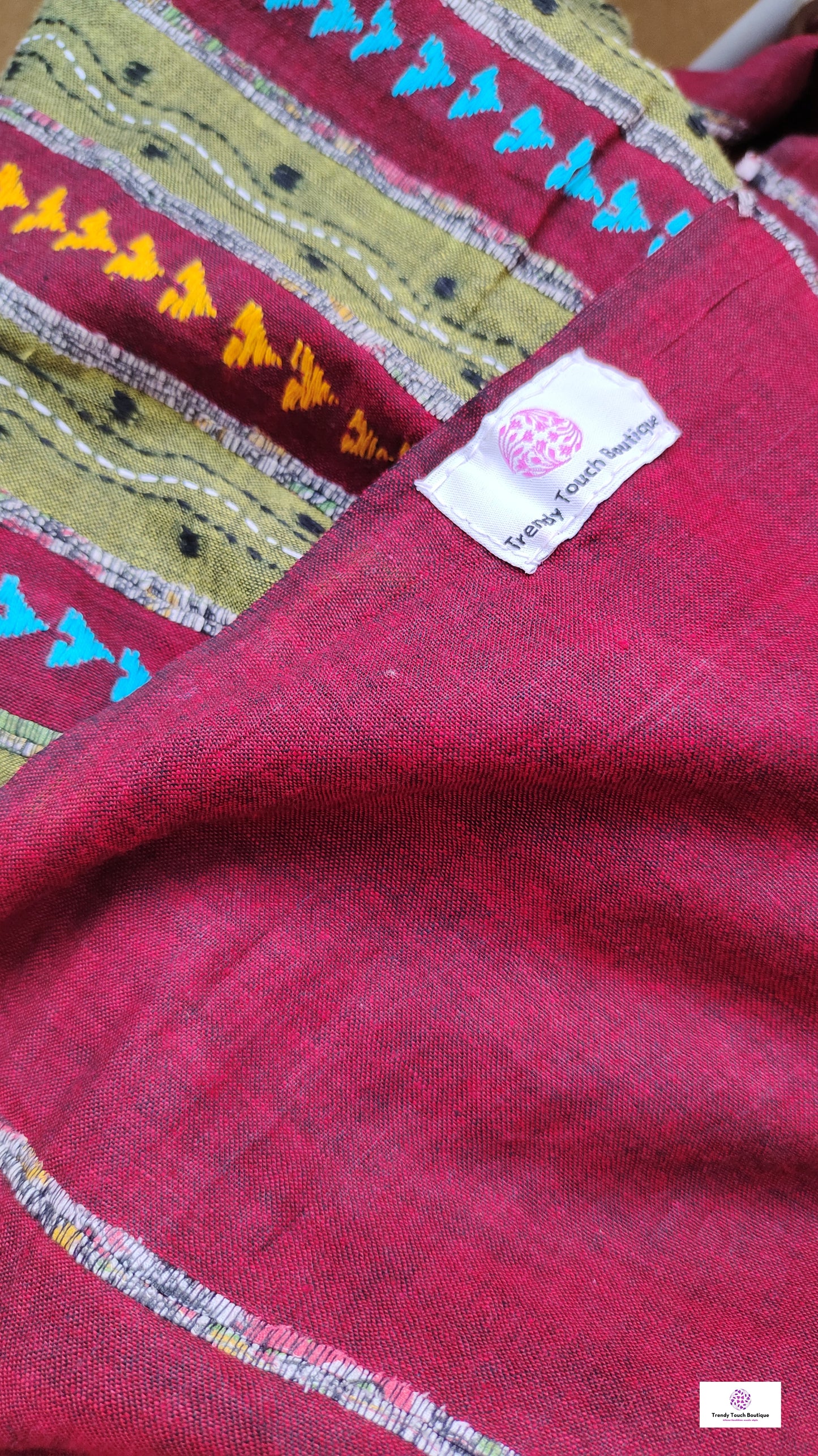 kantha handembroidered khesh khadi cotton saree best summer fabric maroon green saree office and wedding casual best price online