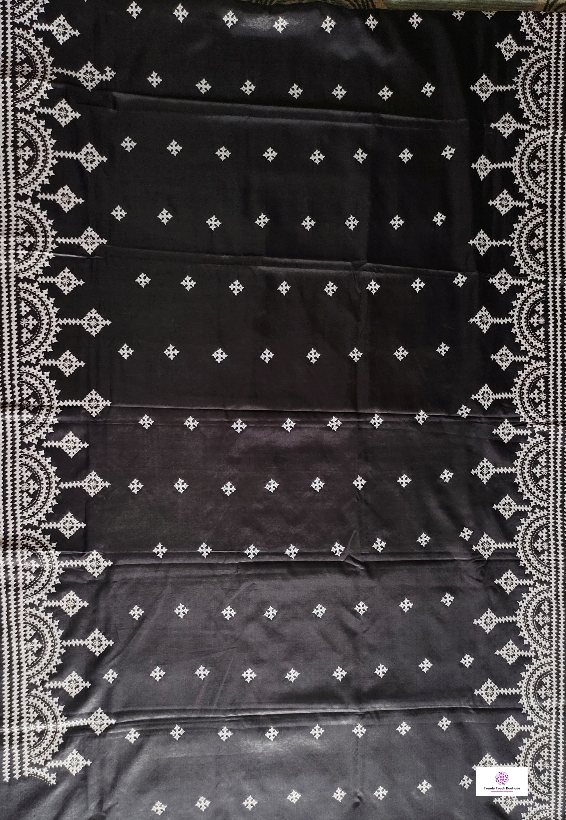 black white kutch handembroidered designer blended bangalore silk saree for wedding and special occasion office events with blouse piece and best price