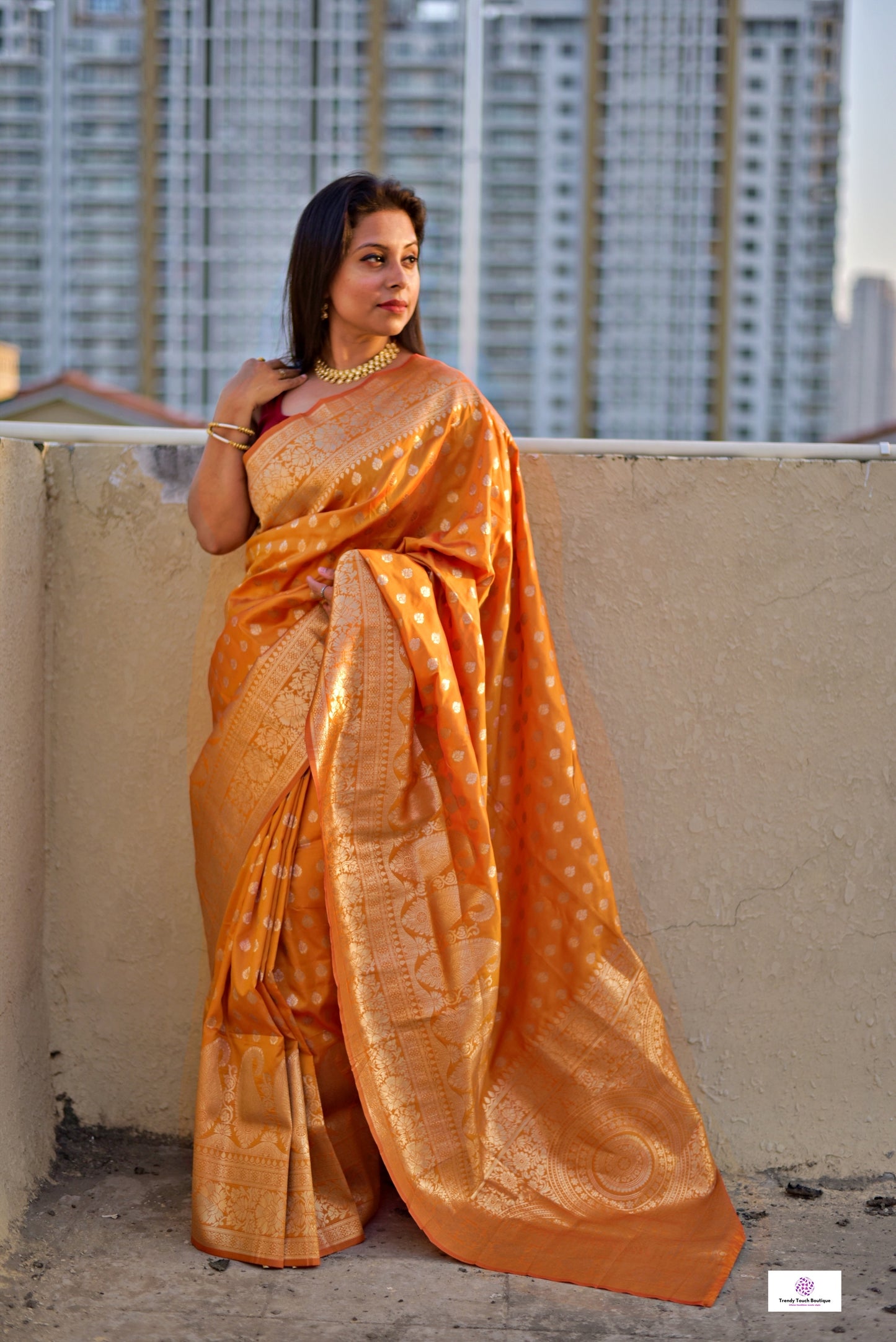 SWARNO - BANARASI SILK SAREE - OCHRE YELLOW