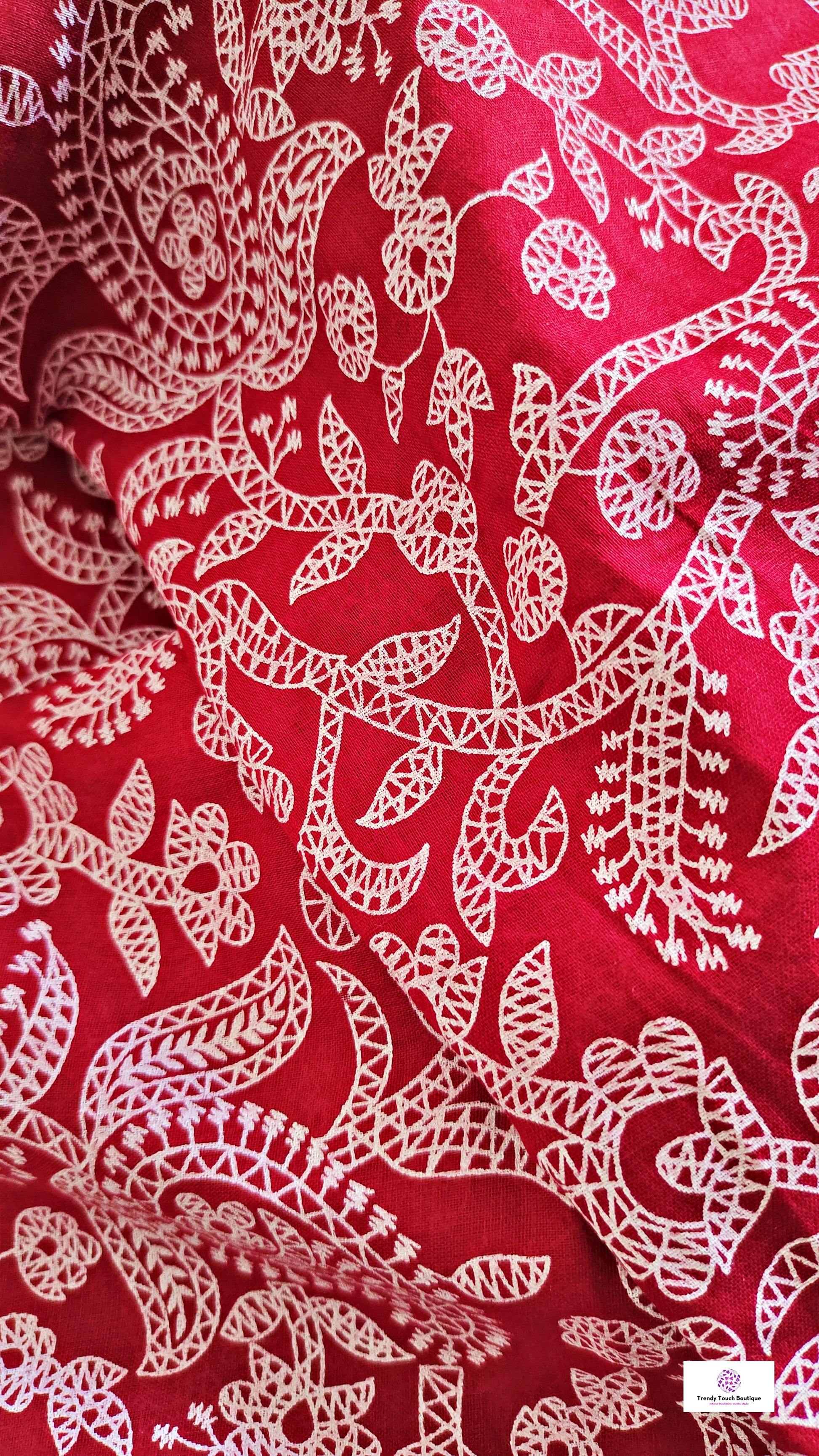 Red mulcotton handblock print dupattas for summer office and college everyday wear , best price !