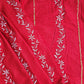 Kantha stitch handembroidered designer red khesh khadi cotton handloom with blouse piece best price