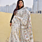 FOLKLORE - KANTHA HAND EMBROIDERED - BANGALORE ART SILK - PEARL WHITE