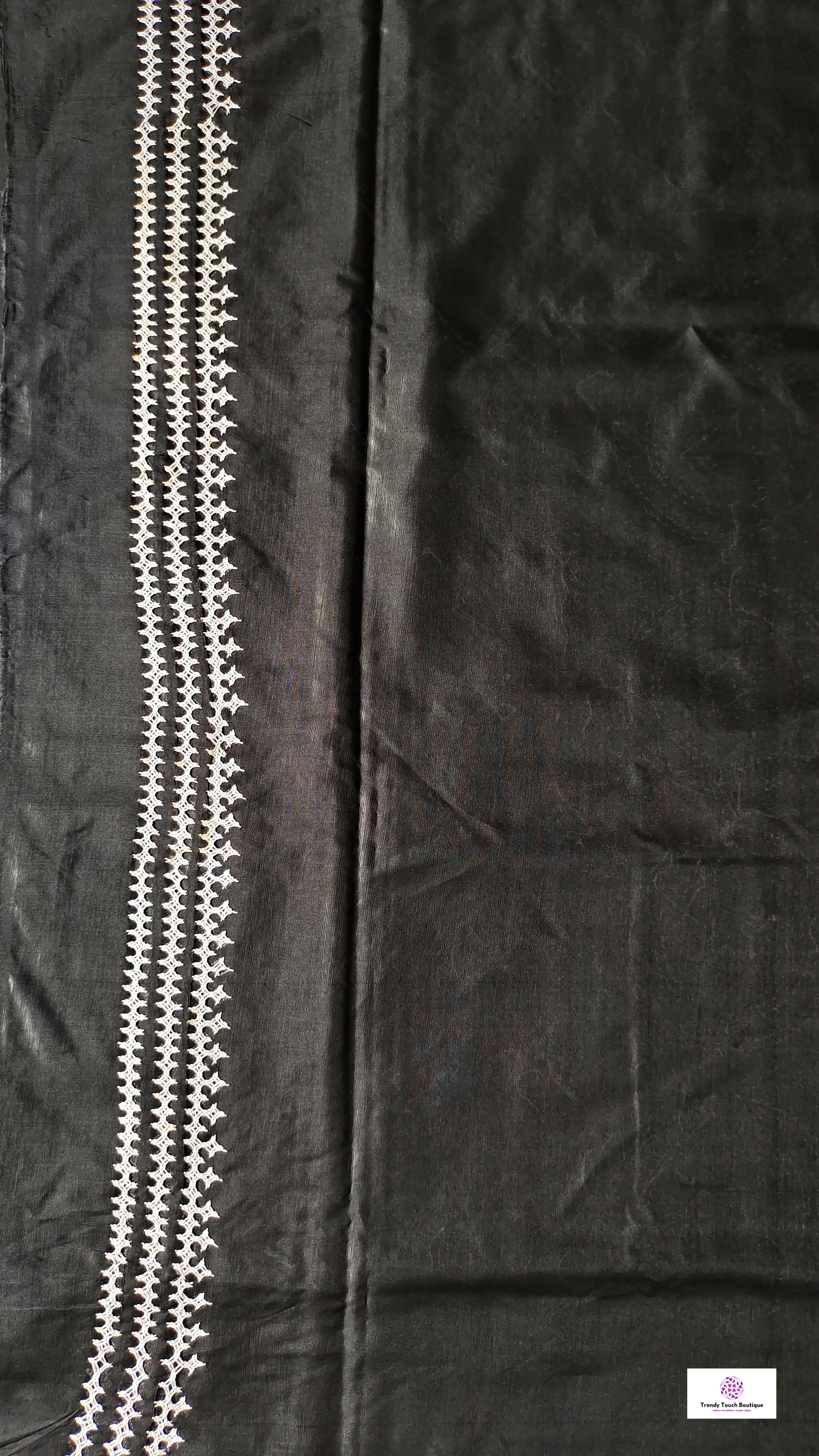 black white kutch handembroidered designer blended bangalore silk saree for wedding and special occasion office events with blouse piece and best price