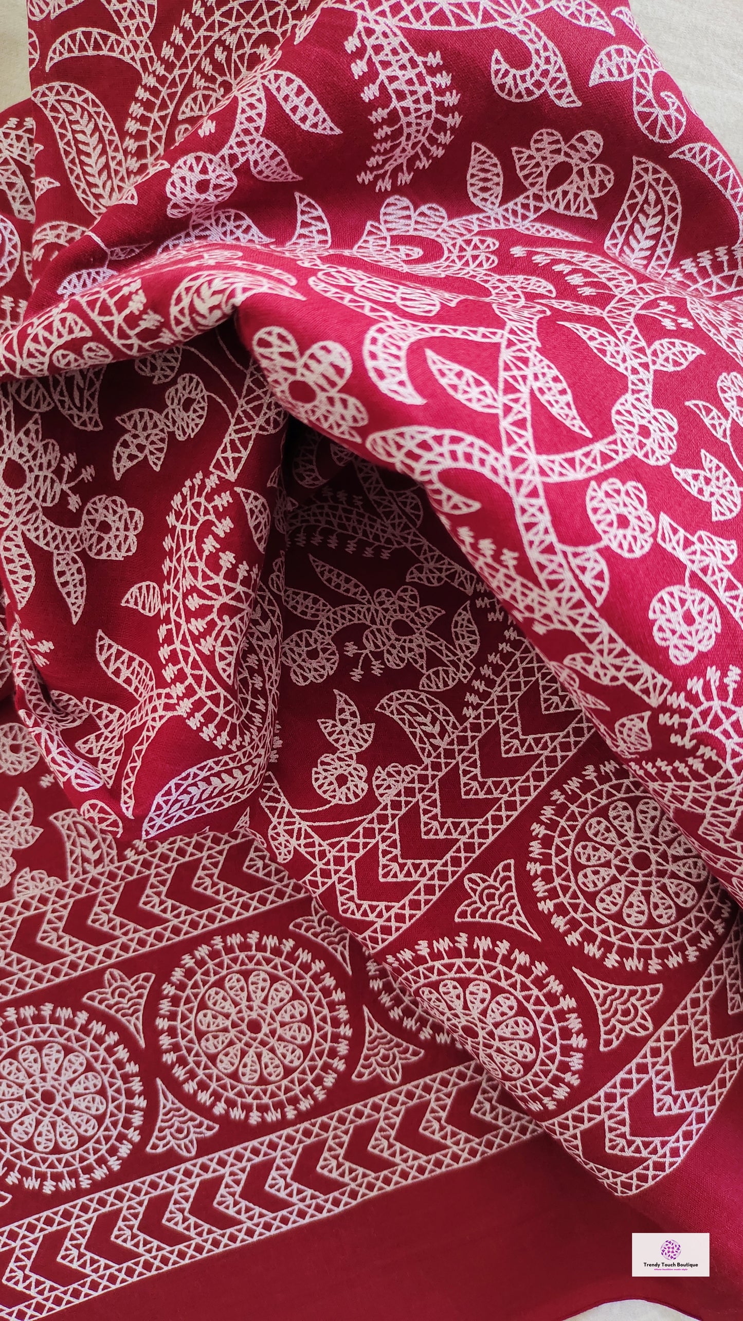 Red mulcotton handblock print dupattas for summer office and college everyday wear , best price !