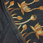 black khadi cotton handloom kantha handembroidered famous lotus design best summer fabric best price with blouse piece summer celebrations saree