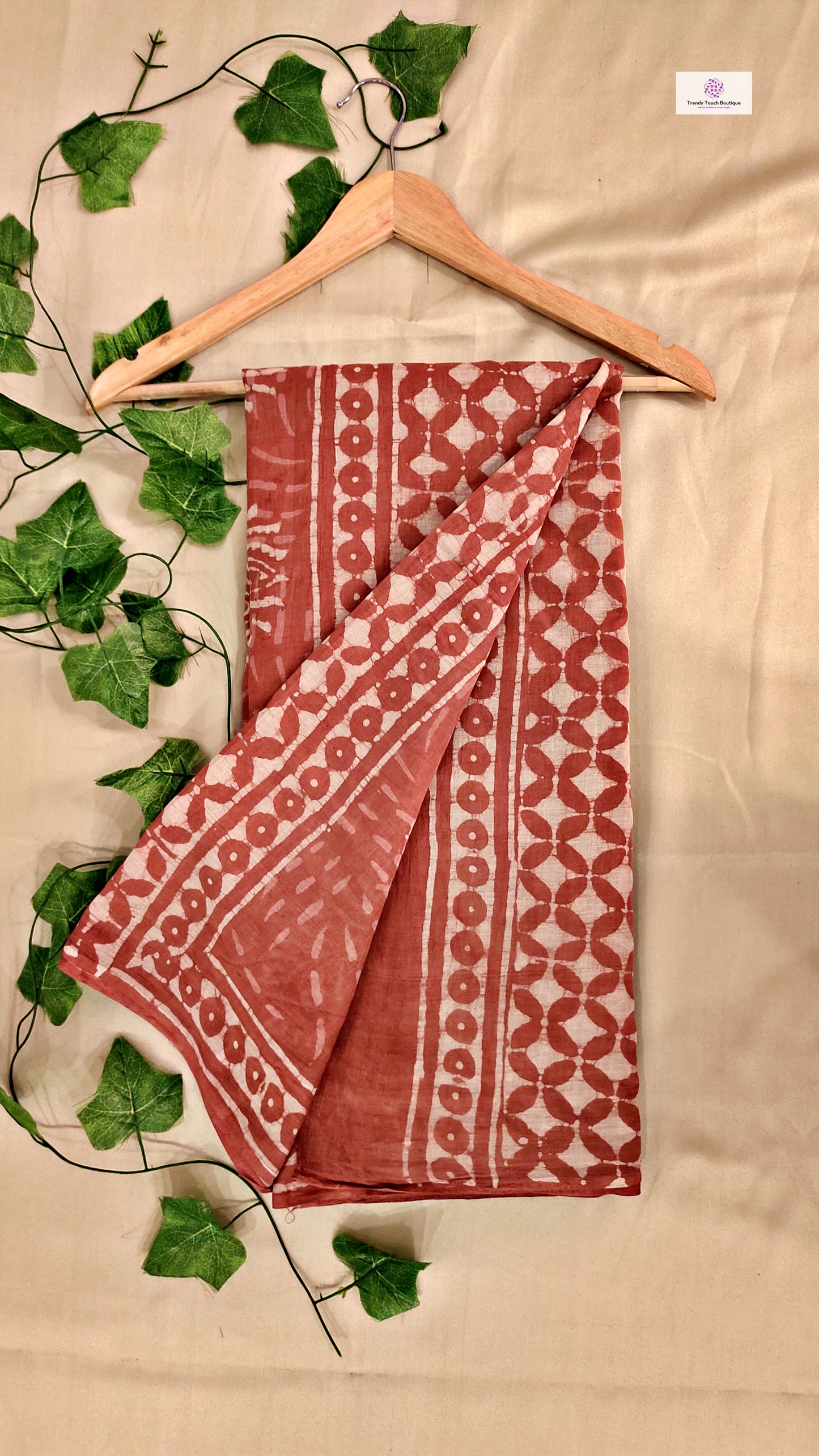 CINNAMON - HANDBLOCK PRINT - MULCOTTON SAREE