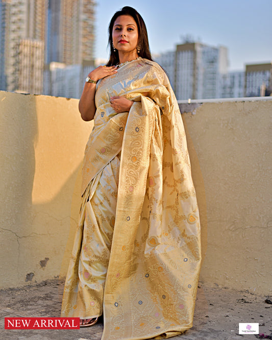 APSARA -  BANARASI SILK SAREE - IVORY