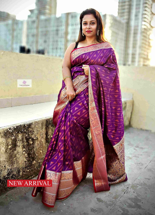 RANJHANA - KANJIVARAM STYLE SILK (VIOLET & COPPER ZARI)