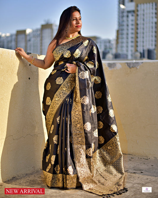 NAYANTARA - BANARASI SILK SAREE - BLACK