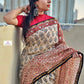 handblock print chanderi silk saree for office wear and casual use in summer best fabric with blouse piece red beige and brown