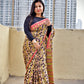 peach orange organic handblock print mul cotton saree ajrakh vanaspati natural dye floral print best summer fabric office and daily wear saree 