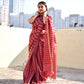 MAROON BANSWARA SILK SAREE STRIPE LINES WITH BLOUSE PIECE BEST PRICE