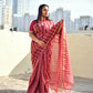 MAROON BANSWARA SILK SAREE STRIPE LINES WITH BLOUSE PIECE BEST PRICE