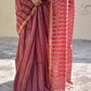 MAROON BANSWARA SILK SAREE STRIPE LINES WITH BLOUSE PIECE BEST PRICE