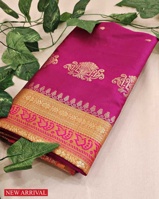 bridal lightweight sarees for gifting bomkai silk magenta and yellow trousseau diwali gifts sarees for marriage wedding functions