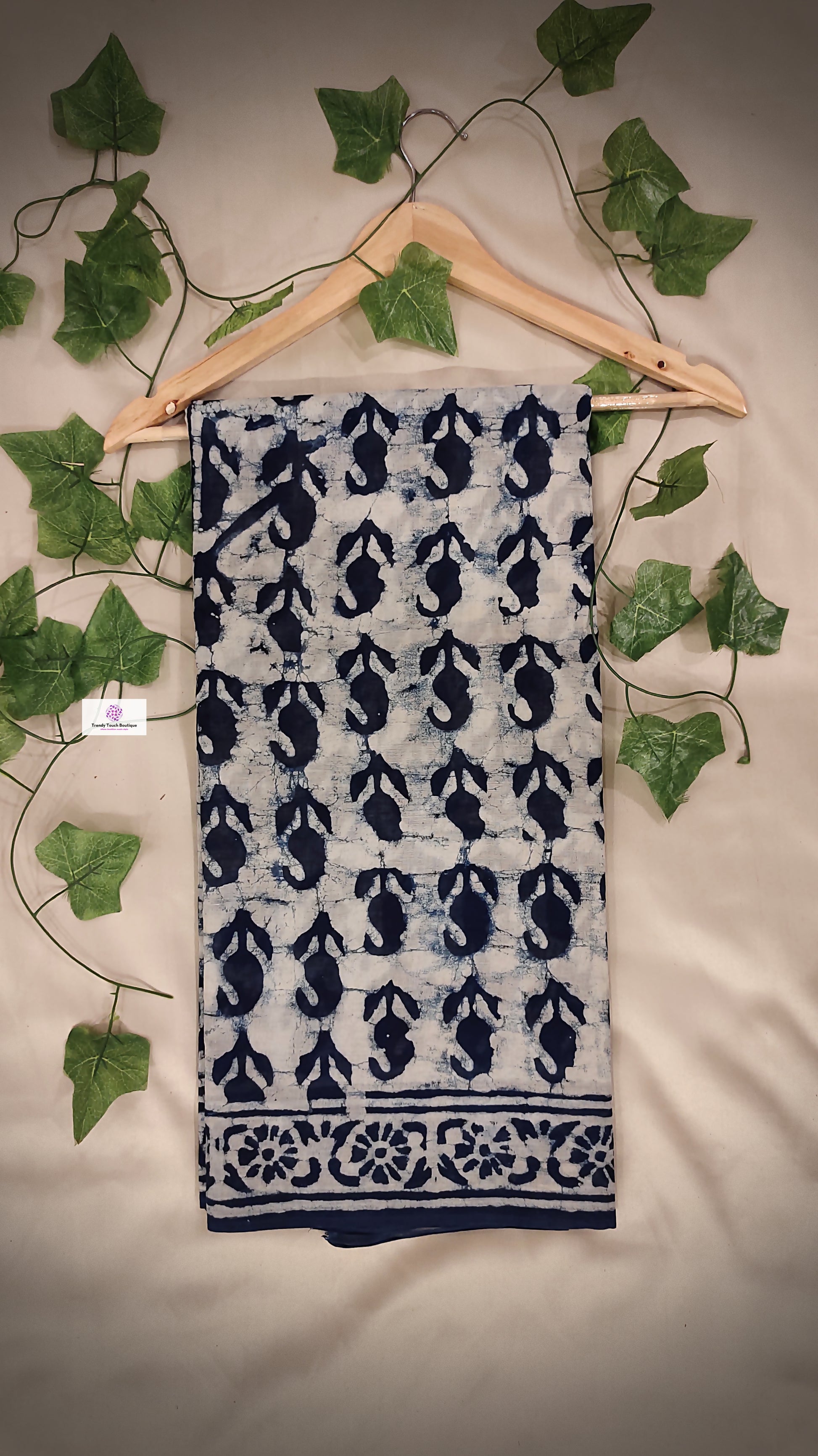 Indigo pattern Organic Handblock print in natural dye mul cotton saree office and casual styling best price best summer fabric with blouse piece