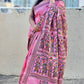 pink kantha stitch hand embroidered silk saree party wear wedding season marriage function special occasion saree price