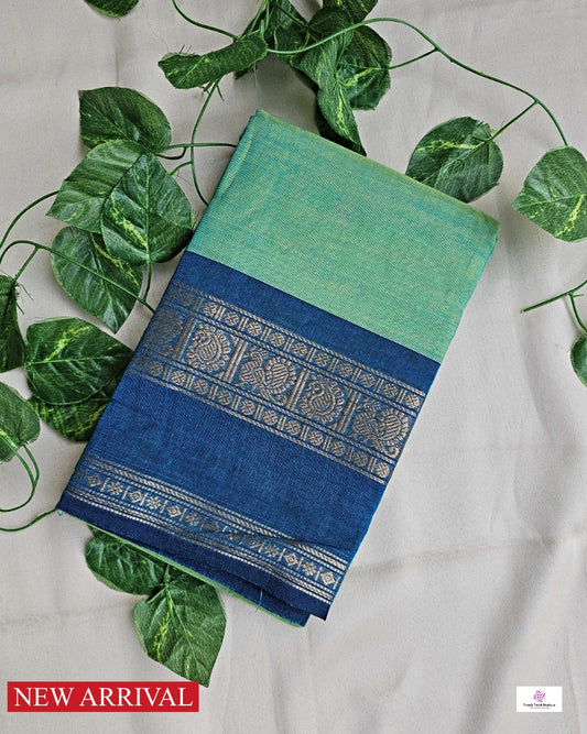 MINTY - CHETTINAD COTTON SAREE (SEA GREEN & TEAL BLUE)