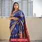 Baluchari silk lightweight saree bridal wedding gift partywear BLUE AND RUST ORANGE color best price online