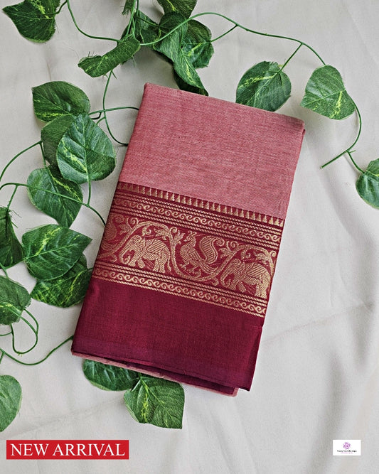 BLUSH - CHETTINAD COTTON SAREE (BLUSH MAROON & DARK MAROON)