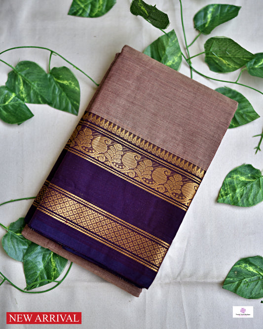 NABIN - CHETTINAD COTTON SAREE (BEIGE ASH & VIOLET)