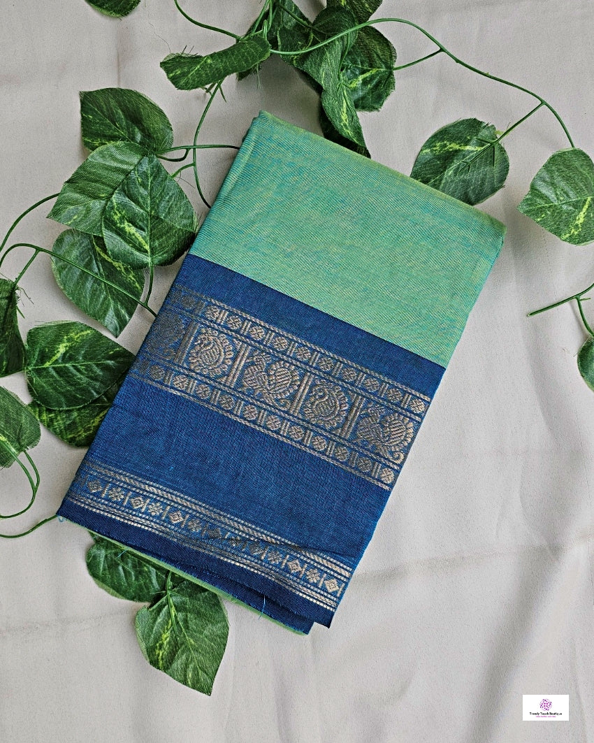 MINTY - CHETTINAD COTTON SAREE (SEA GREEN & TEAL BLUE)