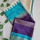 TRINA - GANGA-JAMUNA BORDER - SEMI GHICHA SILK (TEAL GREEN & PURPLE)