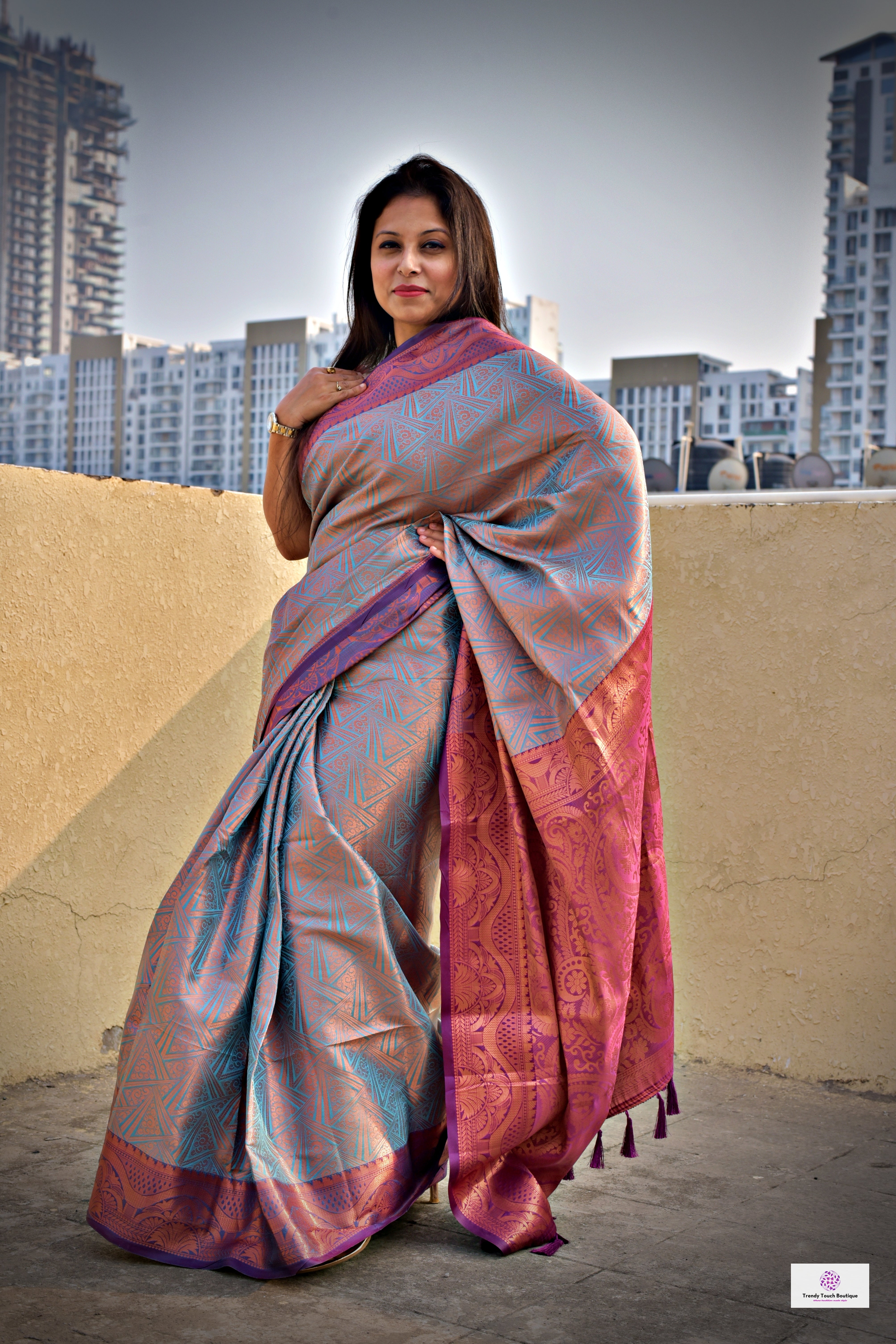 Blue Color Kanchi Copper Pattu Saree -Deepaali Collection YF30096, पट्टू  साड़ी - Ozone Shield, Mumbai | ID: 2852793534873