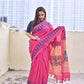 Kantha handembroidered designer cotton handloom saree pink with blue black thread office wear and casual outing special events with blouse piece best price