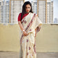 Kantha Phulkari handembroidery work Designer Khadi Tussar saree ivory color with maroon thread best price with blouse piece wedding function and casual celebrations and events