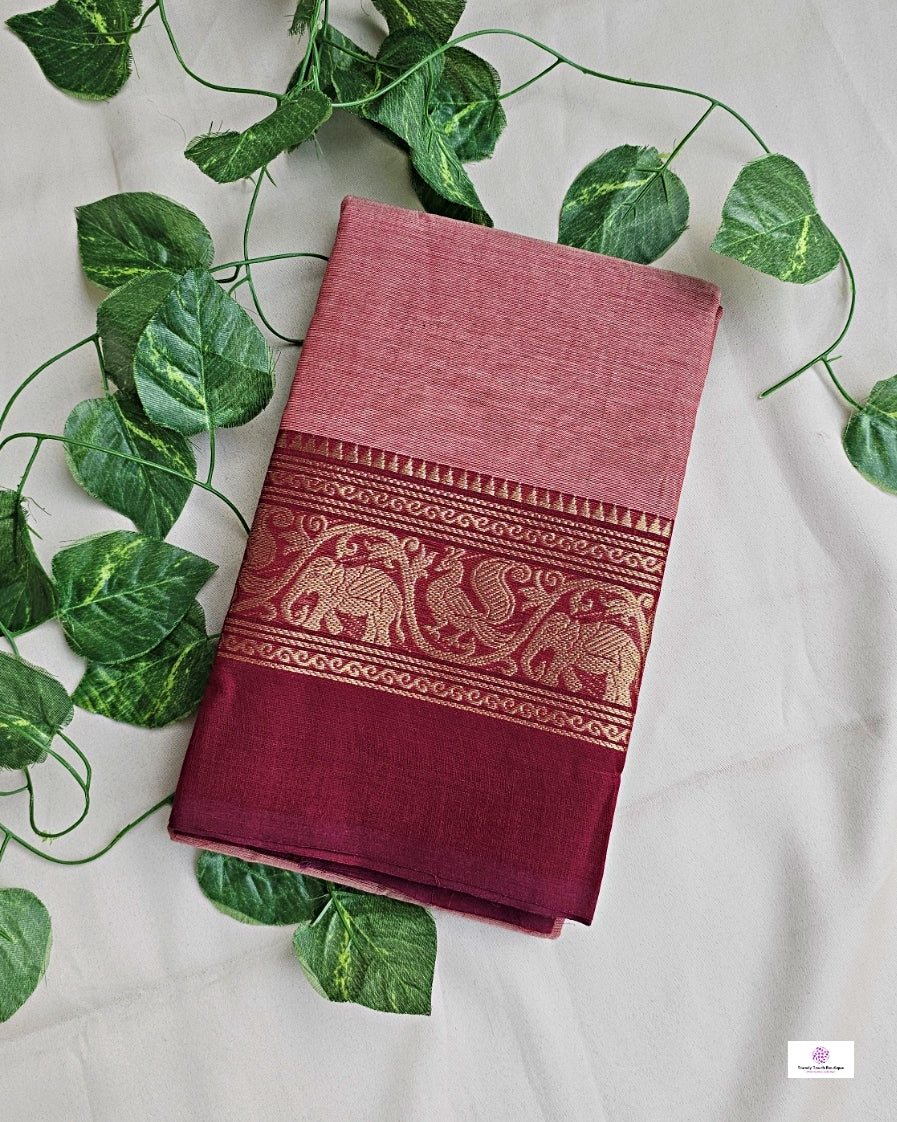 BLUSH - CHETTINAD COTTON SAREE (BLUSH MAROON & DARK MAROON)