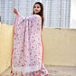 Kantha stitch white and red lightweight soft mulcotton designer saree with blouse piece for office or casual function or wedding in best price