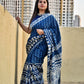 indigo blue handblock print mul cotton saree for summer office wear daily use saree best price