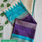 TRINA - GANGA-JAMUNA BORDER - SEMI GHICHA SILK (TEAL GREEN & PURPLE)