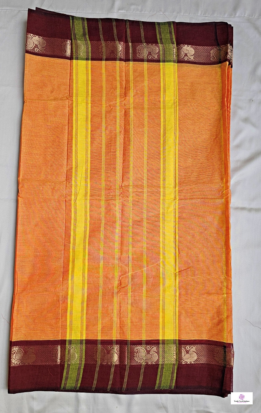 FIREFLY - CHETTINAD COTTON SAREE (ORANGE YELLOW & MAROON)